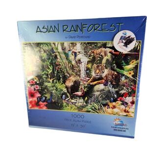 Asian Rain Forest Puzzle 1000 Pieces Jungle Animals Made USA Lg 19 x 30 New READ